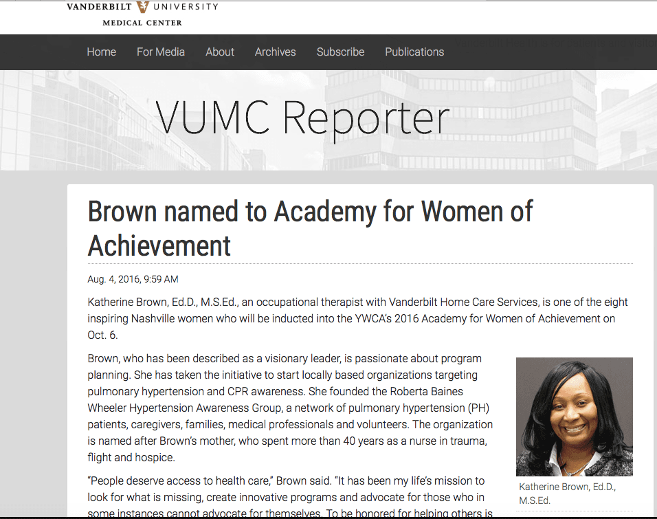 Dr. Katherine Y. Brown Featured in Vanderbilt University News